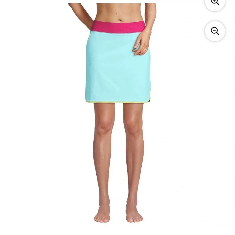 Lands' End Blue Swim Athletic Board Coastal Summer Skort with Shorts Sz 20